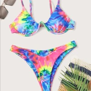 Tie Dye Underwire High Leg Bikini (NEVER WORN)